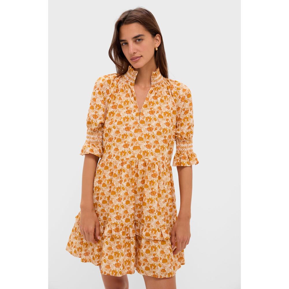 NWT HYACINTH HOUSE Tuckernuck Burnt Orange Floral Sawyer Mini Dress Sz M